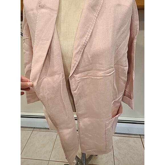 New Eileen Fisher Pink Organic Linen Shawl Collar Jacket Plus 1x - Picture 3 of 10